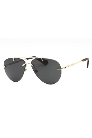 Burberry 0BE3151 men's aviator sunglasses featuring a gold metal frame and dark grey rimless lenses.