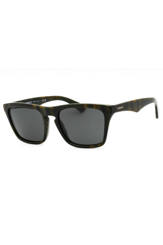 Burberry 0BE4434 rectangular sunglasses featuring a dark tortoiseshell acetate frame and grey tinted lenses.
