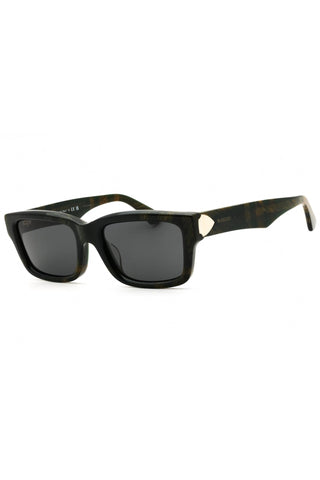 Burberry 0BE4443F rectangular men's sunglasses in dark tortoiseshell acetate with grey lenses and gold temple accents.