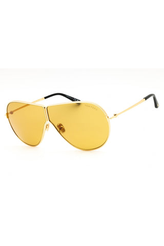 Tom Ford FT1158 unisex oversized sunglasses featuring a gold metal frame and yellow tinted lenses.