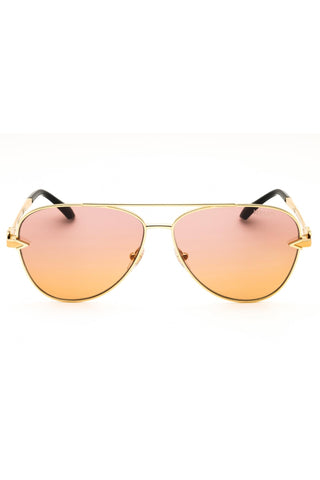 Versace 0VE2283 unisex aviator sunglasses featuring a gold metal frame and gradient pink-orange lenses.