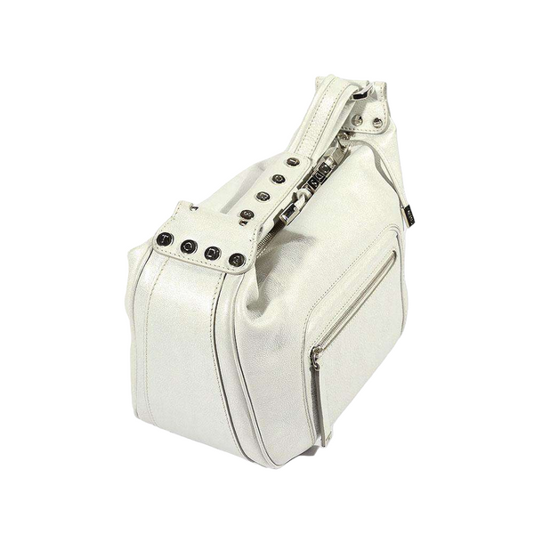 Tods Handbag "Mercer" Silver Metallic Leather Bag (TD1752)-AmbrogioShoes