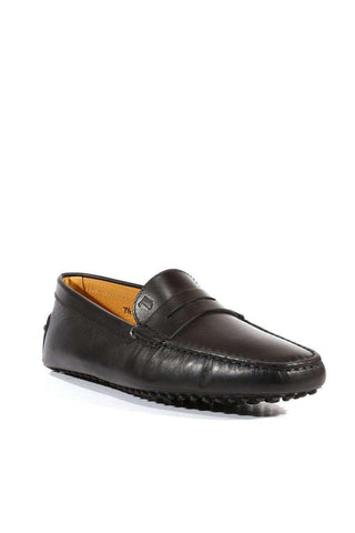 Tods Men Designer Shoes Gommini Driving Leather Square Toe Loafers Black (TDM25)-AmbrogioShoes