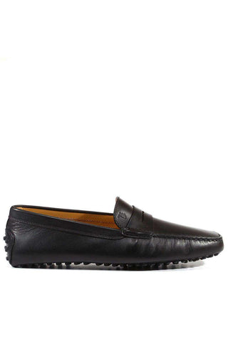 Tods Men Designer Shoes Gommini Driving Leather Square Toe Loafers Black (TDM25)-AmbrogioShoes