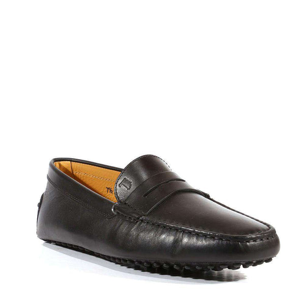 Tods Men Shoes Gommini Driving Leather Square Toe Loafers Black (TDM25)-AmbrogioShoes