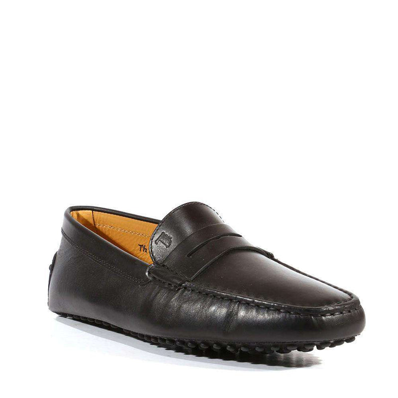 Tods Men Shoes Gommini Driving Leather Square Toe Loafers Black (TDM25)-AmbrogioShoes