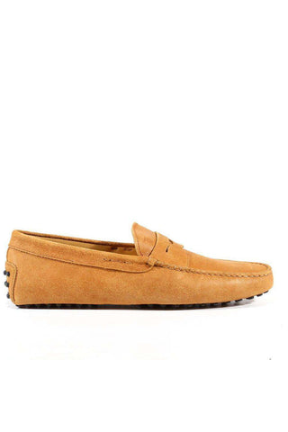 Tods Men Designer Shoes Gommini Textured leather Moccasin Nuovo Beige(TDM31)-AmbrogioShoes
