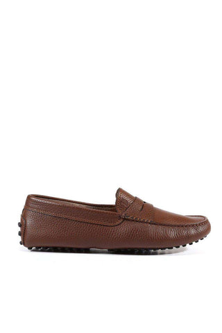 Tods Men's Designer Shoes Gommini Driving Textured leather Loafers Brown (TDM22)-AmbrogioShoes