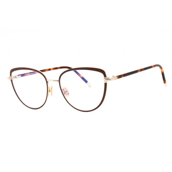 Tom Ford FT5741-B Eyeglasses Shiny dark brown/Clear/Blue-light block lens-AmbrogioShoes