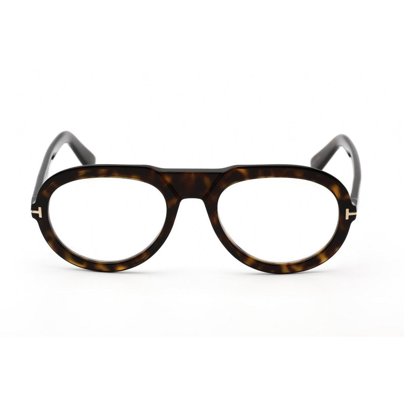 Tom Ford FT5756-B Eyeglasses Dark Havana / Clear / Blue Block Lens Men's-AmbrogioShoes