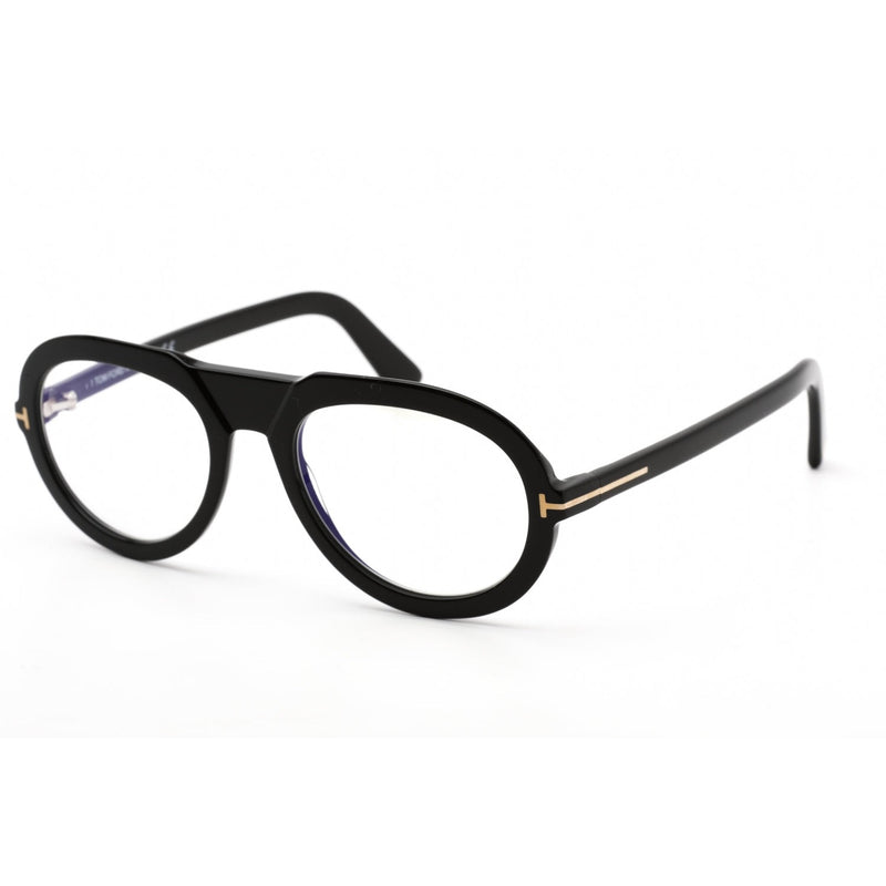Tom Ford FT5756-B Eyeglasses Shiny Black / Clear / Blue Block Lens Men's-AmbrogioShoes
