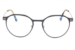 Tom Ford FT5866-B Eyeglasses Matte Dark Ruthenium/Shiny Grey Havana/Clear/Blue-AmbrogioShoes