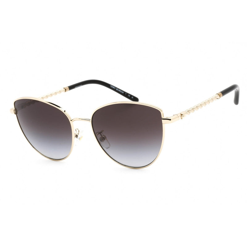 Tory Burch 0TY6091 Sunglasses Shiny Light Gold/Grey Gradient Women's-AmbrogioShoes