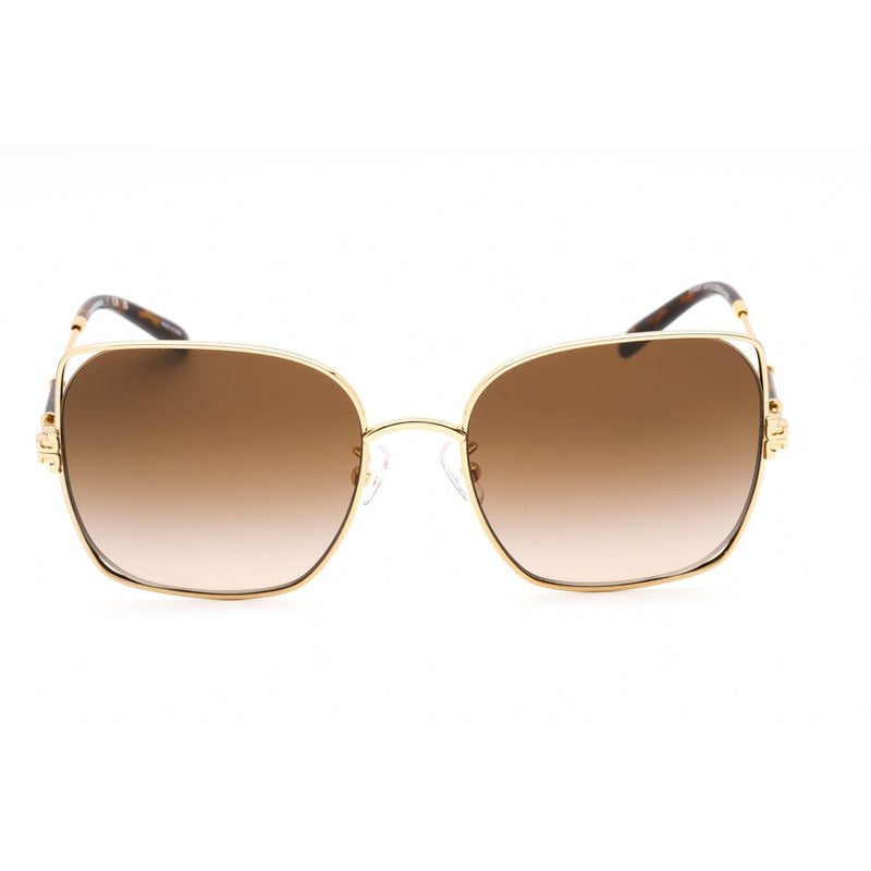 Tory Burch 0TY6097 Sunglasses Gold /Light Brown Gradient Dark Brown Women's-AmbrogioShoes