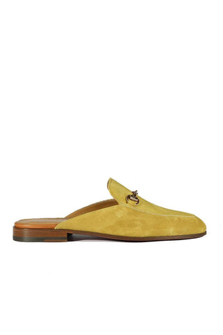 Valentino 19700 Golden Lime Suede Slipper Mules (VAL1003)