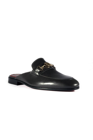 Valentino 19700/M Gray Leather Slipper Mules (VAL1001)