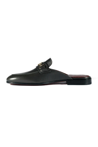 Valentino 19700/M Gray Leather Slipper Mules (VAL1001)-AmbrogioShoes