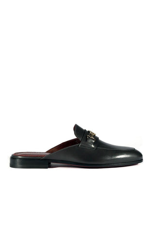Valentino 19700/M Gray Leather Slipper Mules (VAL1001)