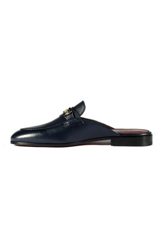 Valentino 19700/M Navy Blue Leather Slipper Mules (VAL1002)