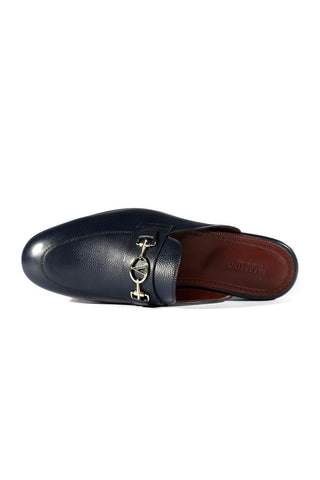 Valentino 19700/M Navy Blue Leather Slipper Mules (VAL1002)