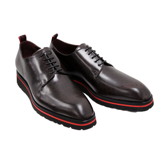 Valentino Dante Men's Shoes Polished Calf-Skin Leather "V" logo Derby (VAL1009)-AmbrogioShoes