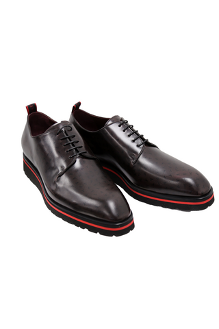 Valentino Dante Polished Calf-Skin Leather "V" logo Derby (VAL1009)-AmbrogioShoes