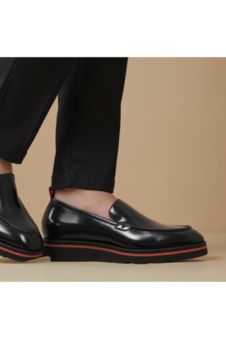 Valentino Deacon 19521 Polished Calf-Skin Leather Slip-On Black Loafers (VAL1008)-AmbrogioShoes
