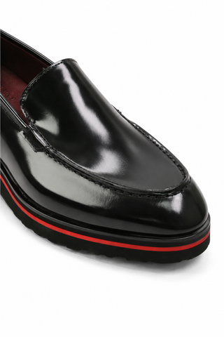Valentino Deacon 19521 Polished Leather Slip-On Black Loafers (VAL1008)-AmbrogioShoes