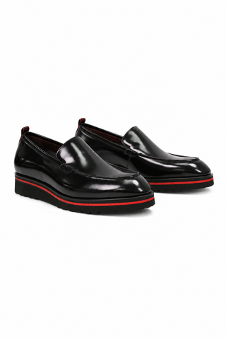 Valentino Deacon 19521 Polished Leather Slip-On Black Loafers (VAL1008)-AmbrogioShoes