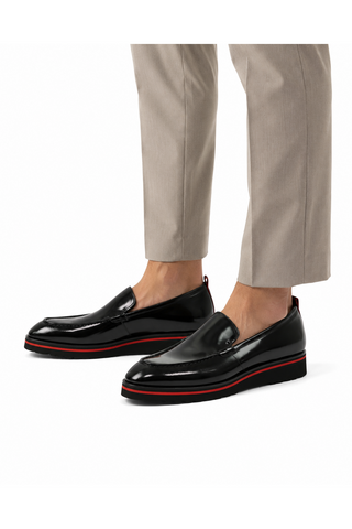 Valentino Deacon 19521 Polished Leather Slip-On Black Loafers (VAL1008)-AmbrogioShoes