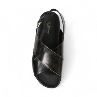 Valentino Sand V2 Men's Shoes Polished Calf-Skin Leather Sandals (VAL1007)-AmbrogioShoes