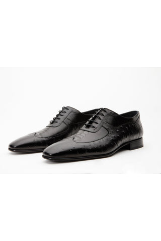 Vinci Alabama Embossed Leather Oxford - Black-AmbrogioShoes