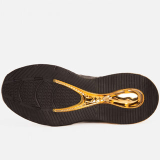 Vinci Bellagio Leather High-Top Sneaker - Black & Gold