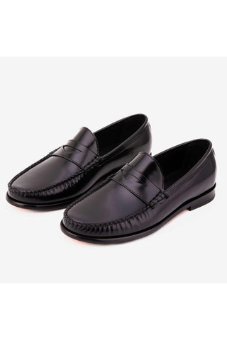 Vinci Belmont Polished Leather Penny Loafer - Black-AmbrogioShoes