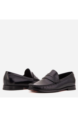 Vinci Belmont Polished Leather Penny Loafer - Black-AmbrogioShoes