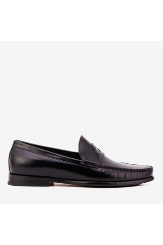Vinci Belmont Polished Leather Penny Loafer - Black-AmbrogioShoes