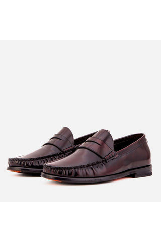 Vinci Belmont Polished Leather Penny Loafer - Burgundy-AmbrogioShoes