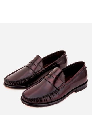 Vinci Belmont Polished Leather Penny Loafer - Burgundy-AmbrogioShoes