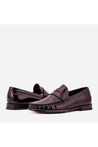 Vinci Belmont Polished Leather Penny Loafer - Burgundy-AmbrogioShoes