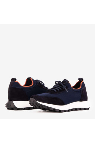 Vinci Berlin Suede & Fabric Sneaker - Navy-AmbrogioShoes