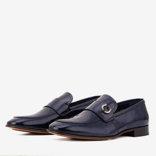 Vinci Blackwell Patent Leather Loafer - Navy-AmbrogioShoes