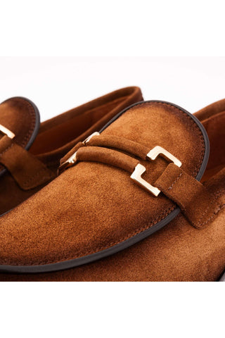 Vinci Brooks Suede Horse-Bit Loafer - Brown-AmbrogioShoes