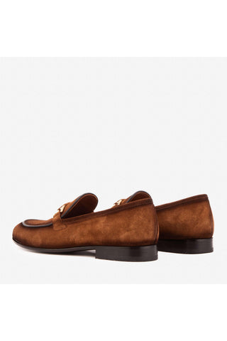 Vinci Brooks Suede Horse-Bit Loafer - Brown-AmbrogioShoes