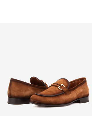 Vinci Brooks Suede Horse-Bit Loafer - Brown-AmbrogioShoes