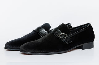 Vinci Casaletti Velvet Loafer - Black-AmbrogioShoes
