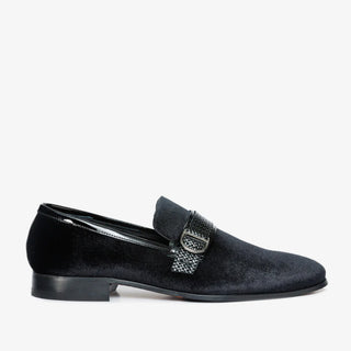Vinci Casaletti Velvet Loafer - Black-AmbrogioShoes