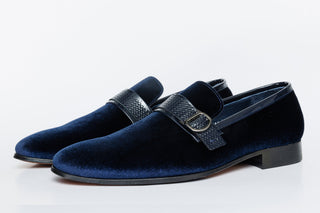 Vinci Casaletti Velvet Loafer - Navy-AmbrogioShoes