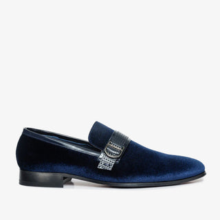 Vinci Casaletti Velvet Loafer - Navy-AmbrogioShoes