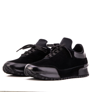 Vinci Celeste Suede & Leather Sneaker - Black-AmbrogioShoes
