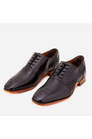 Vinci Draco Leather Brogue Oxford - Black-AmbrogioShoes
